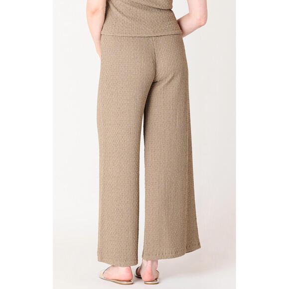 NEW DEX textured wide leg pants in taupe - Picture 3 of 4